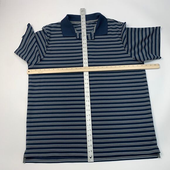 Reebok Golf Shirt Mens 2XL Storm PlayDry Striped Performance Polo Droptail Hem - Picture 5 of 10
